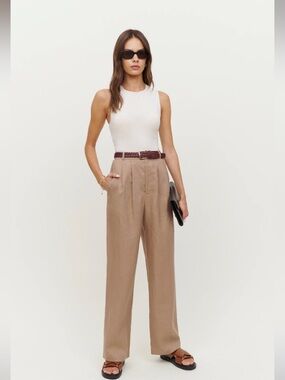 Reformation Vesta Pant Trouser Khaki Camel size 2